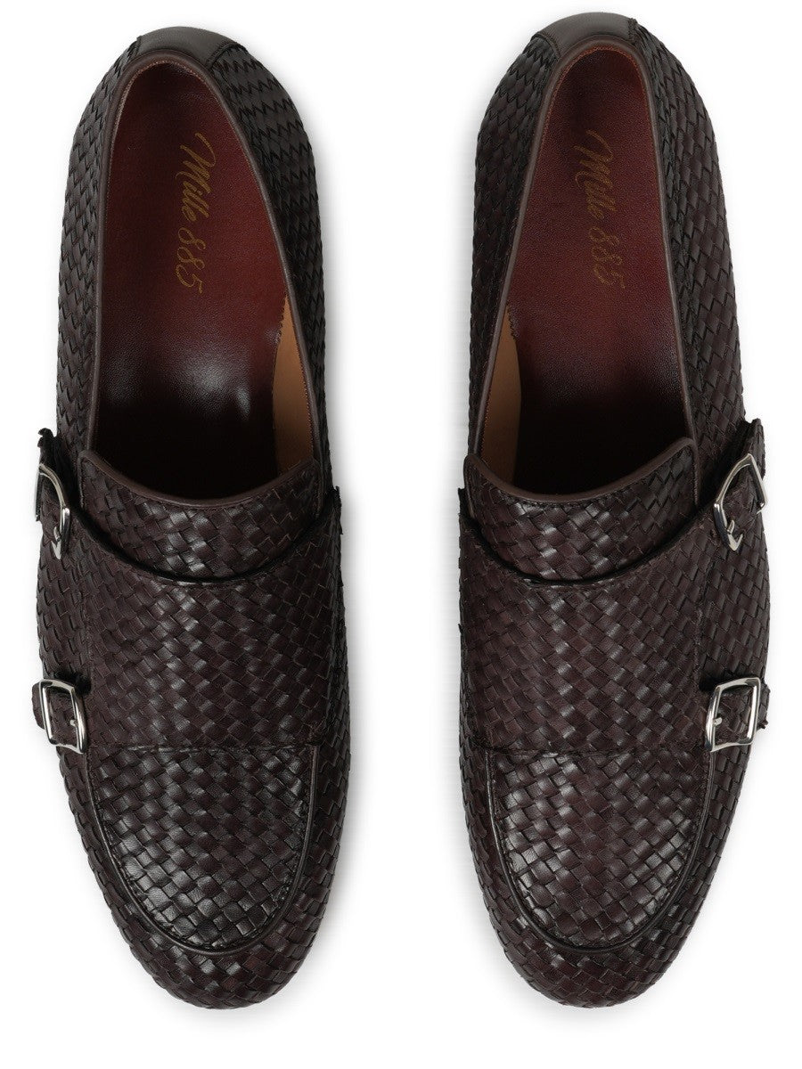 Mille885 Men's Mocassino in Pelle Intrecciata Brown