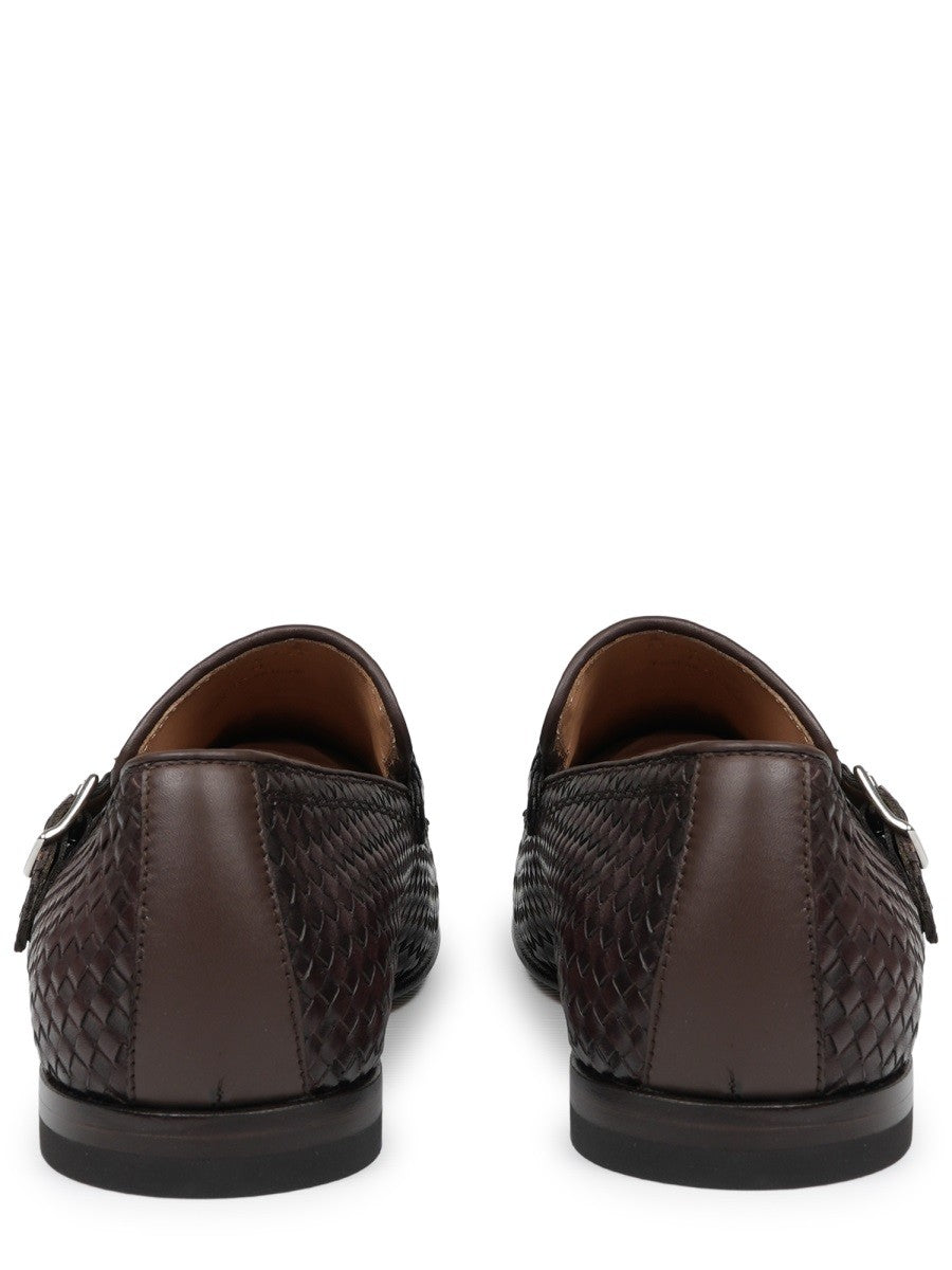 Mille885 Men's Mocassino in Pelle Intrecciata Brown
