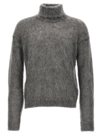 Saint Laurent Mohair Turtleneck Sweater Grey