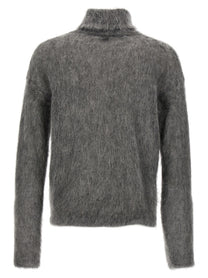 Saint Laurent Mohair Turtleneck Sweater Grey
