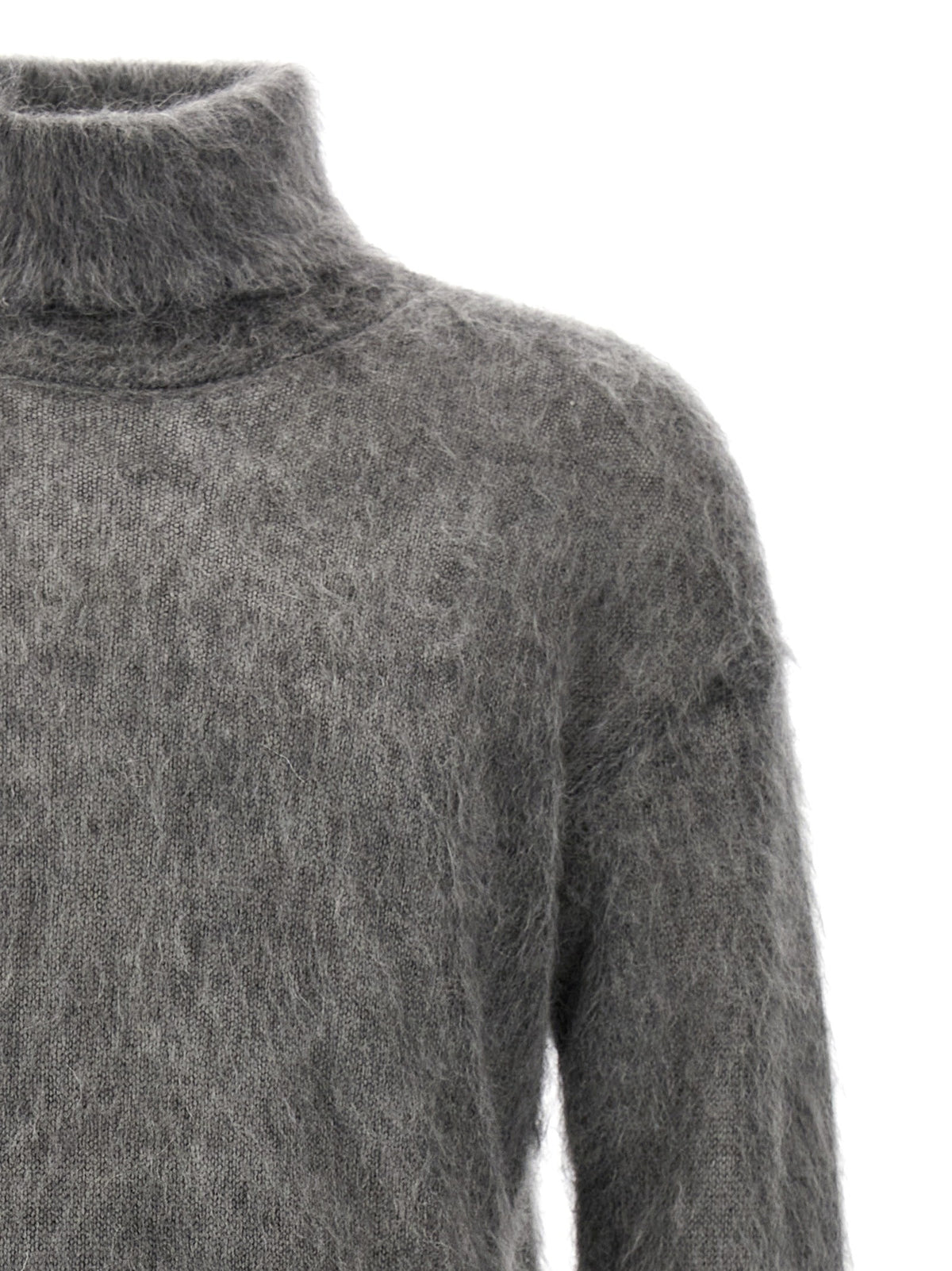 Saint Laurent Mohair Turtleneck Sweater Grey