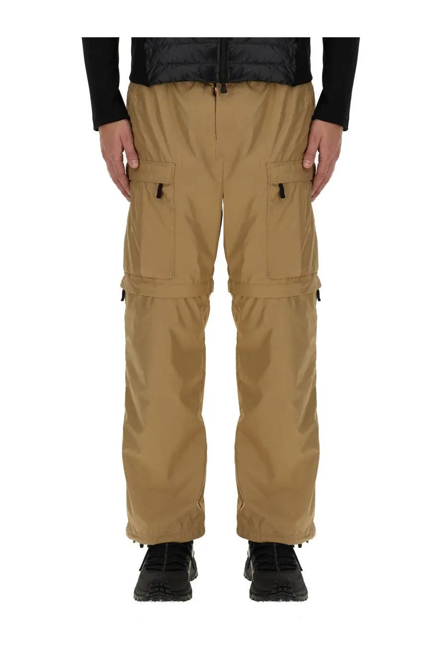 Moncler Grenoble men’s beige cargo pants with multiple pockets made from durable water-resistant fabric