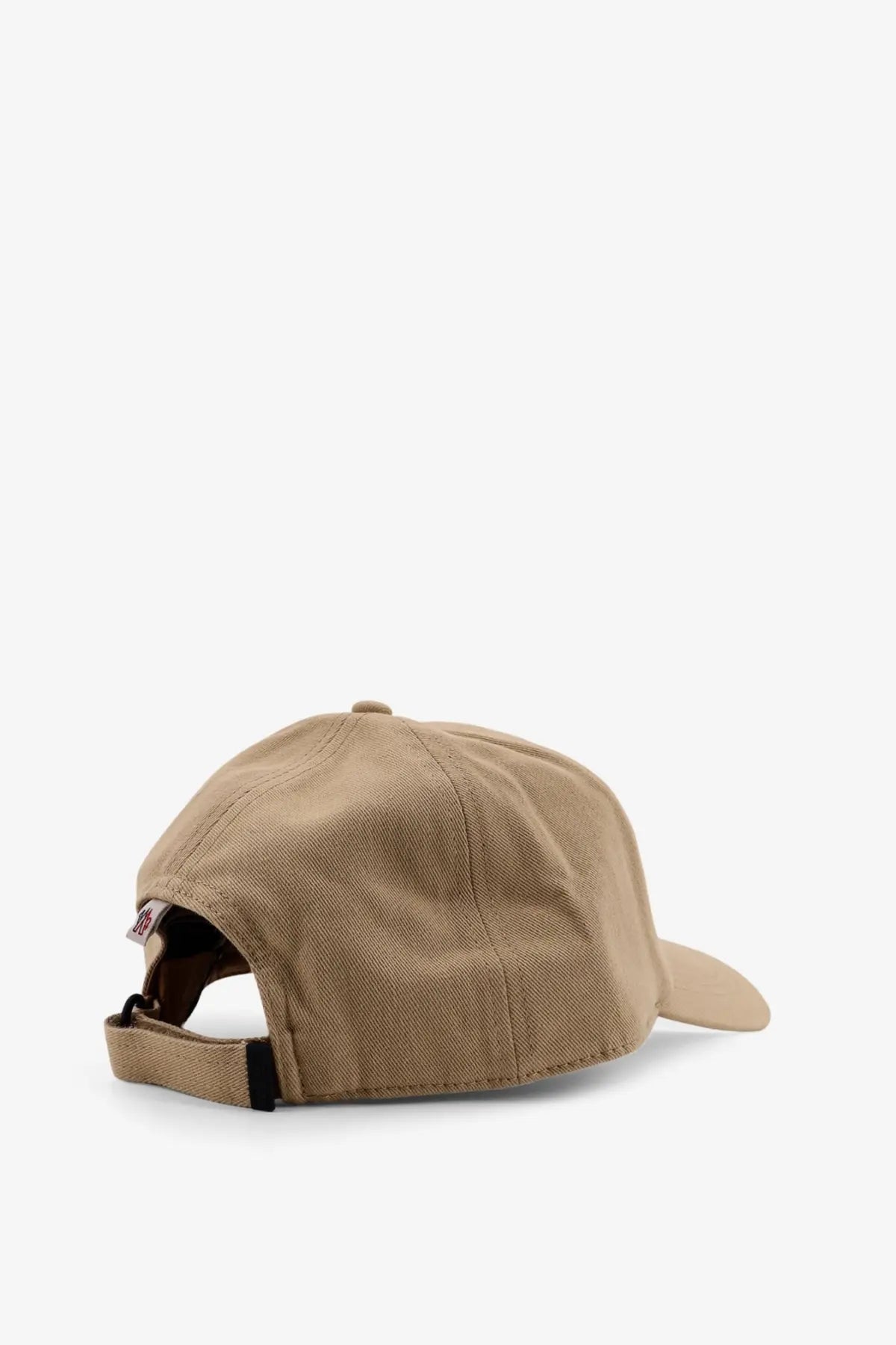 Beige cotton baseball cap with curved brim and adjustable strap from moncler grenoble mens cotton hat beige