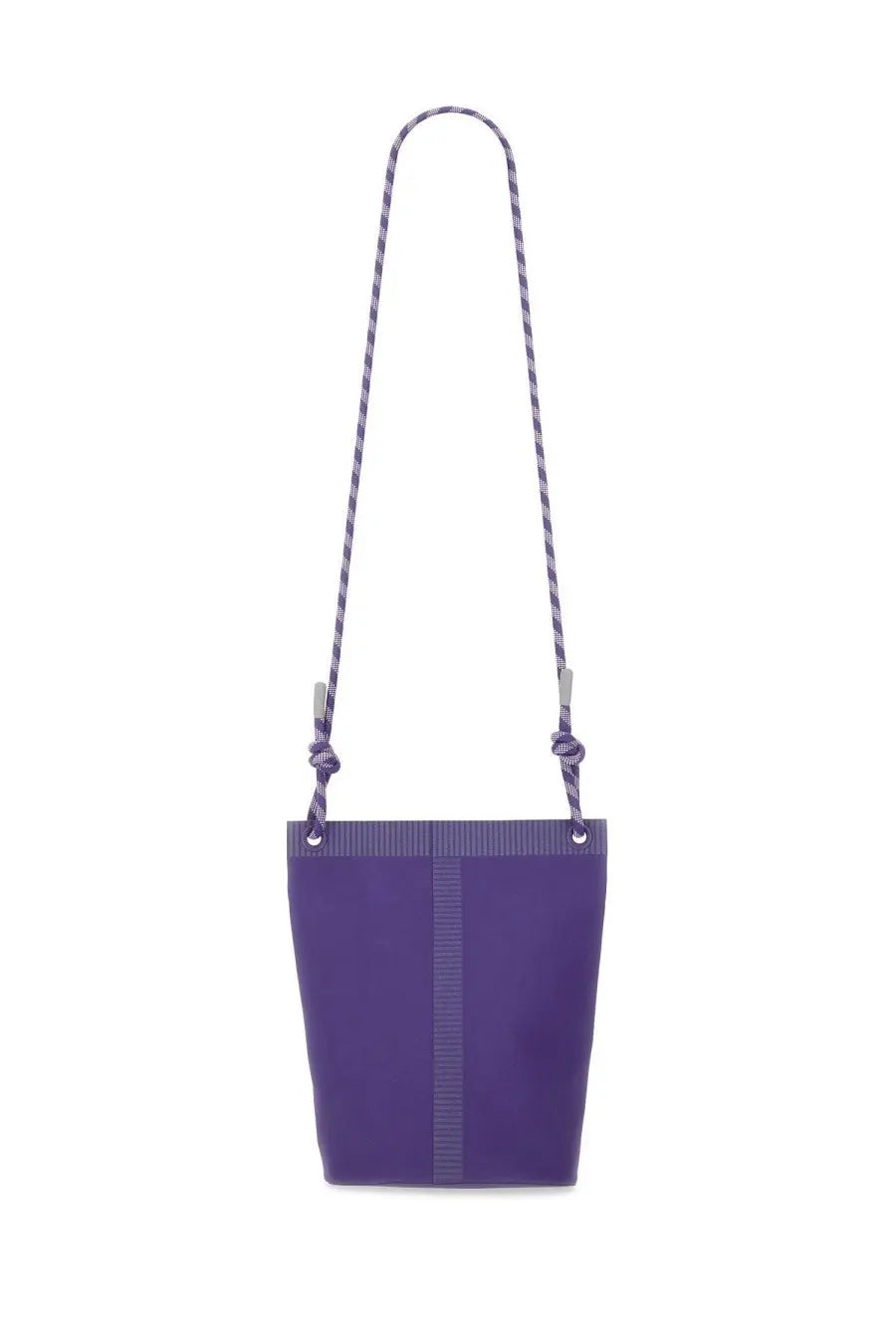 Moncler men’s amoeba by Salehe Bembury purple bucket crossbody bag with textured stripe and braided shoulder strap