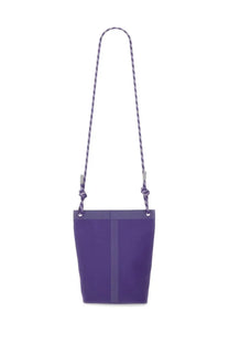 Moncler men’s amoeba by Salehe Bembury purple bucket crossbody bag with textured stripe and braided shoulder strap
