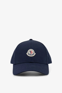 Navy blue moncler men’s cotton baseball hat featuring embroidered logo for stylish casual wear