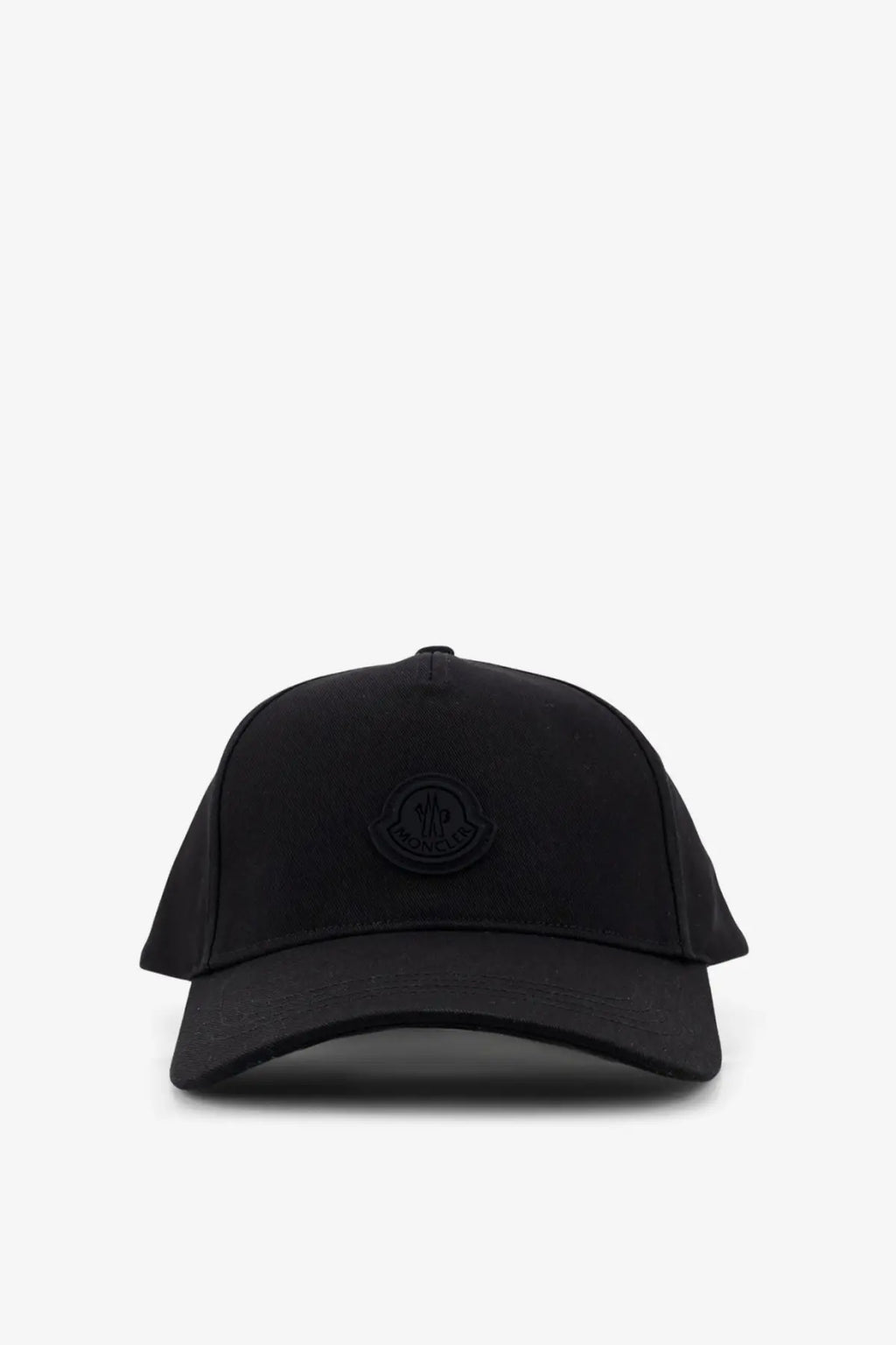 Black moncler men’s cotton baseball cap featuring a subtle embroidered logo on the front panel
