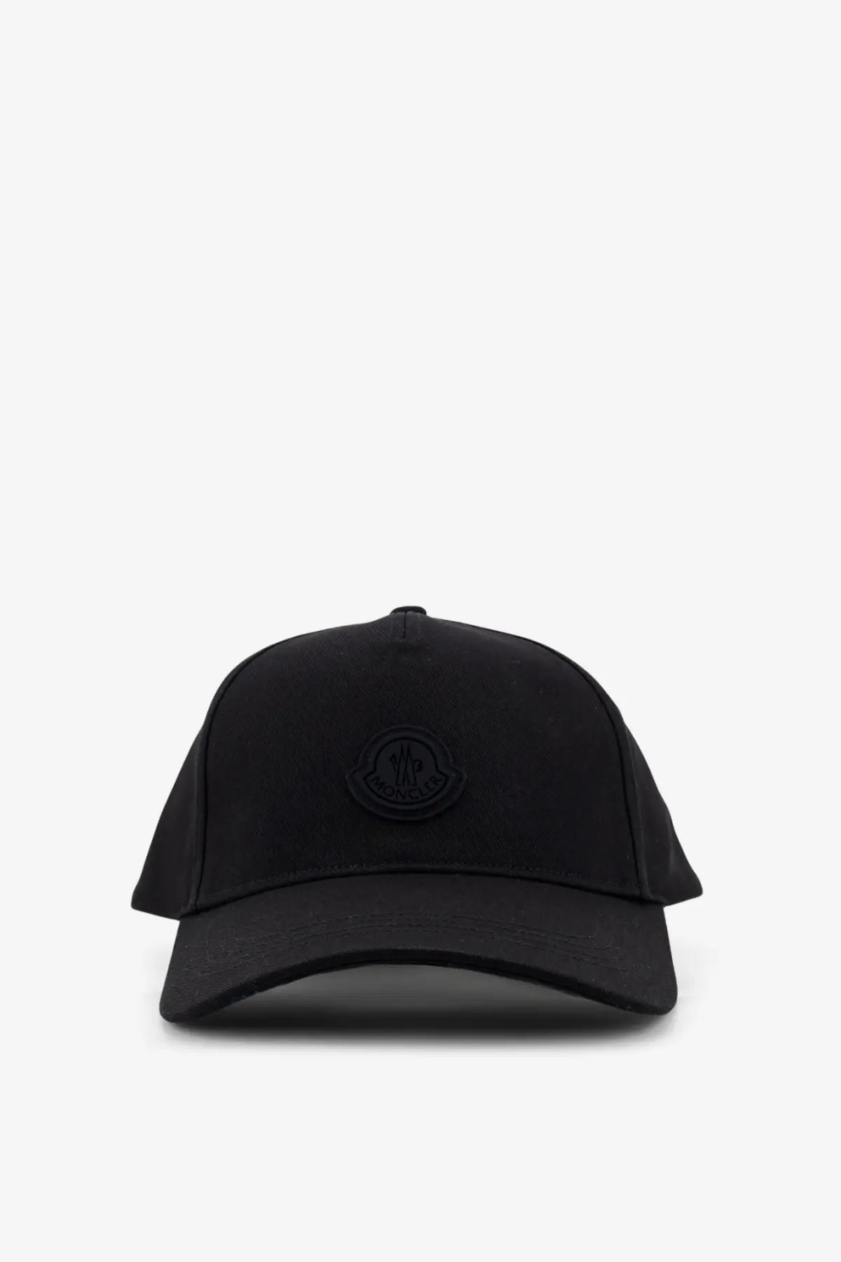 Black moncler men’s cotton baseball cap featuring a subtle embroidered logo on the front panel
