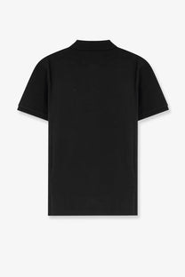 Moncler men’s black cotton polo shirt with short sleeves classic collar and minimalist design