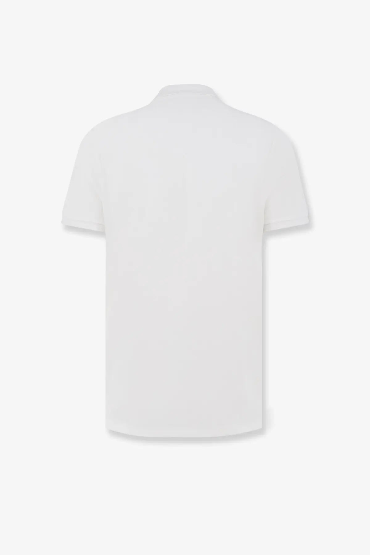 Moncler men’s white cotton polo shirt with short sleeves classic collar and neatly stitched hem