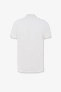 Moncler men’s white cotton polo shirt with short sleeves classic collar and neatly stitched hem