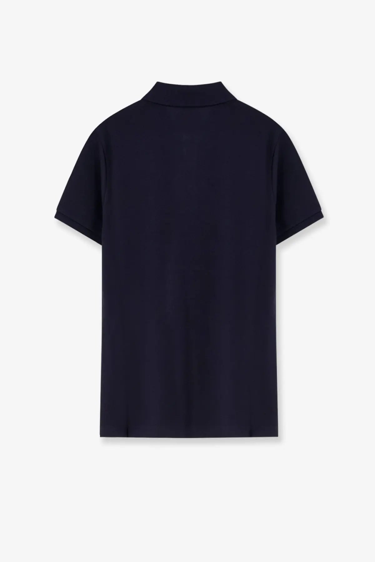 Moncler men’s navy blue cotton polo shirt with short sleeves classic collar and subtle stitching details