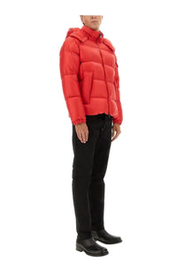 Moncler men’s down jacket Couyere red vibrant quilted puffer jacket with hood in bright red color