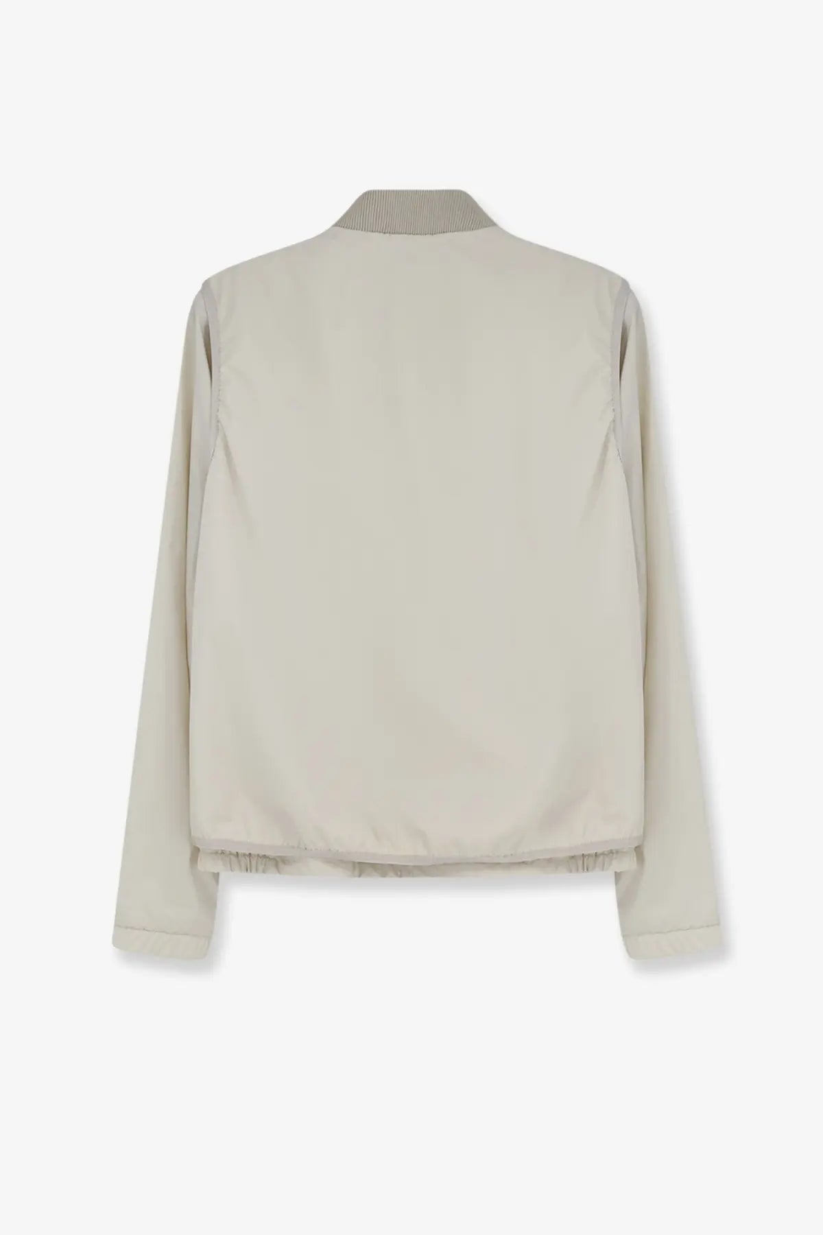 Beige bomber jacket with ribbed collar and cuffs from Moncler men’s Hemmoor jacket white collection