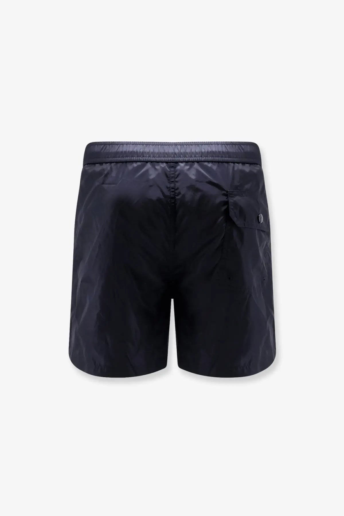 Moncler men’s blue nylon swim trunks with sleek lightweight fabric and subtle reflective stitching for swimming