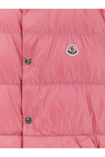 Pink moncler men’s restigo sleeveless down jacket with quilted design and silver-tone buttons