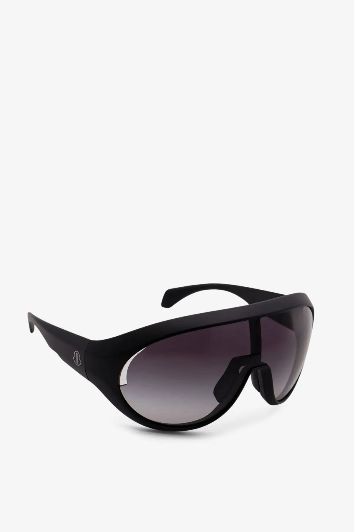 Black matte-finish aviator sunglasses with gradient gray lenses made of bio nylon by moncler and rick owens