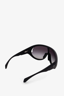 Moncler plus Rick Owens men’s bio nylon sunglasses in black with sporty design and gradient gray lenses