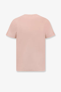 Moncler women’s biologic cotton shirt pink soft blush short-sleeved t-shirt with crew neck and minimalist design