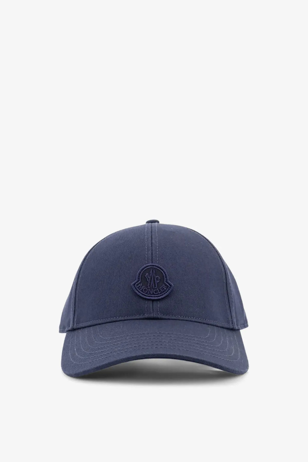 Navy blue Moncler women’s cotton baseball hat with subtle embroidered logo on front for casual wear