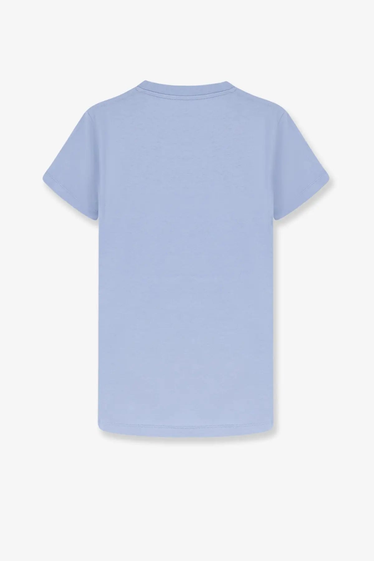 Moncler women’s cotton shirt blue soft light blue plain cotton t-shirt with crew neck and short sleeves
