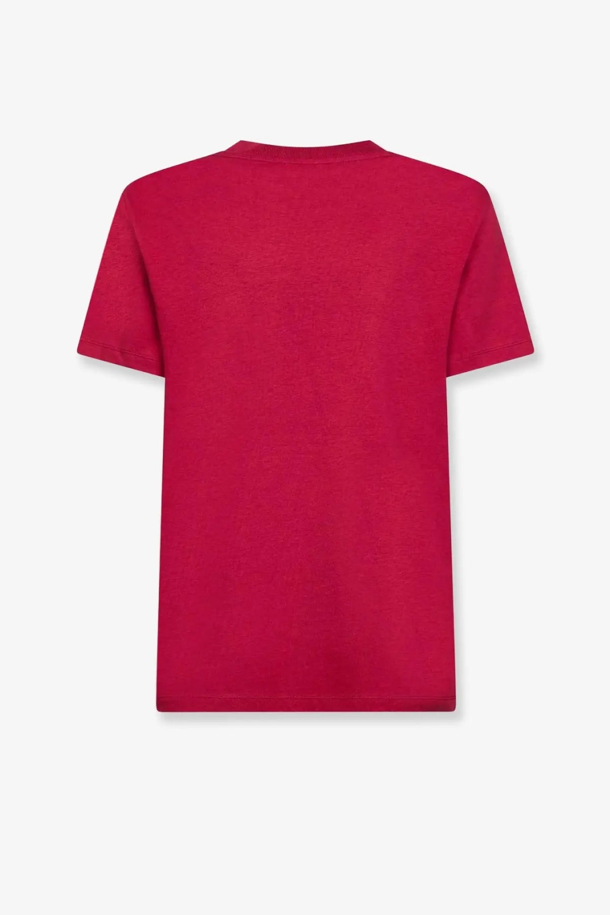 A vibrant red moncler women’s cotton shirt with short sleeves and a soft crew neck design