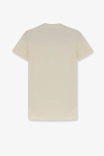 Moncler women’s cotton shirt white cream-colored short-sleeved t-shirt with simple crew neck design