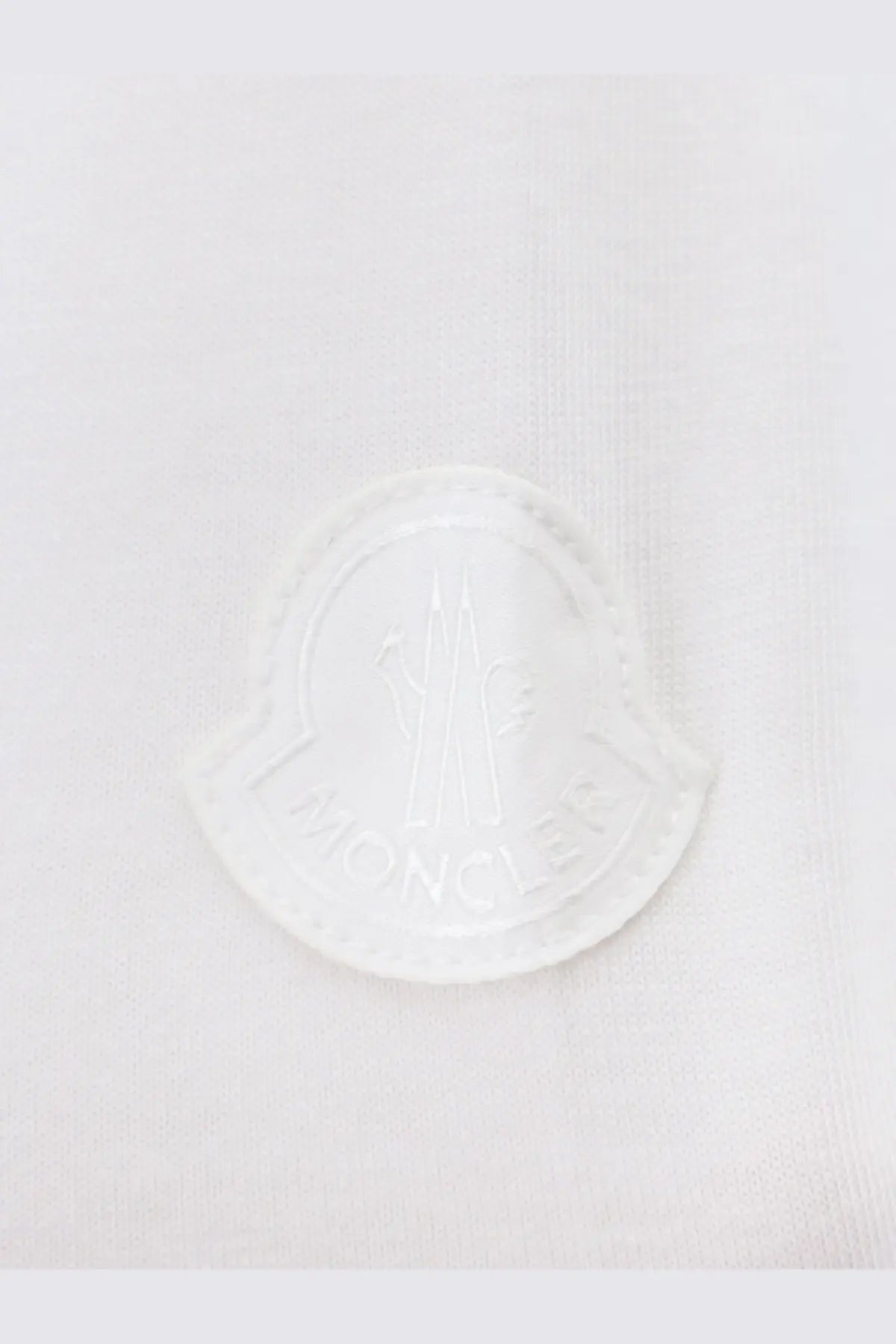 Moncler women’s white cotton shirt with white moncler logo patch embroidered on light fabric