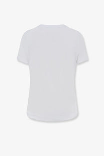 White short-sleeved cotton t-shirt with a simple crew neck design from Moncler women’s collection