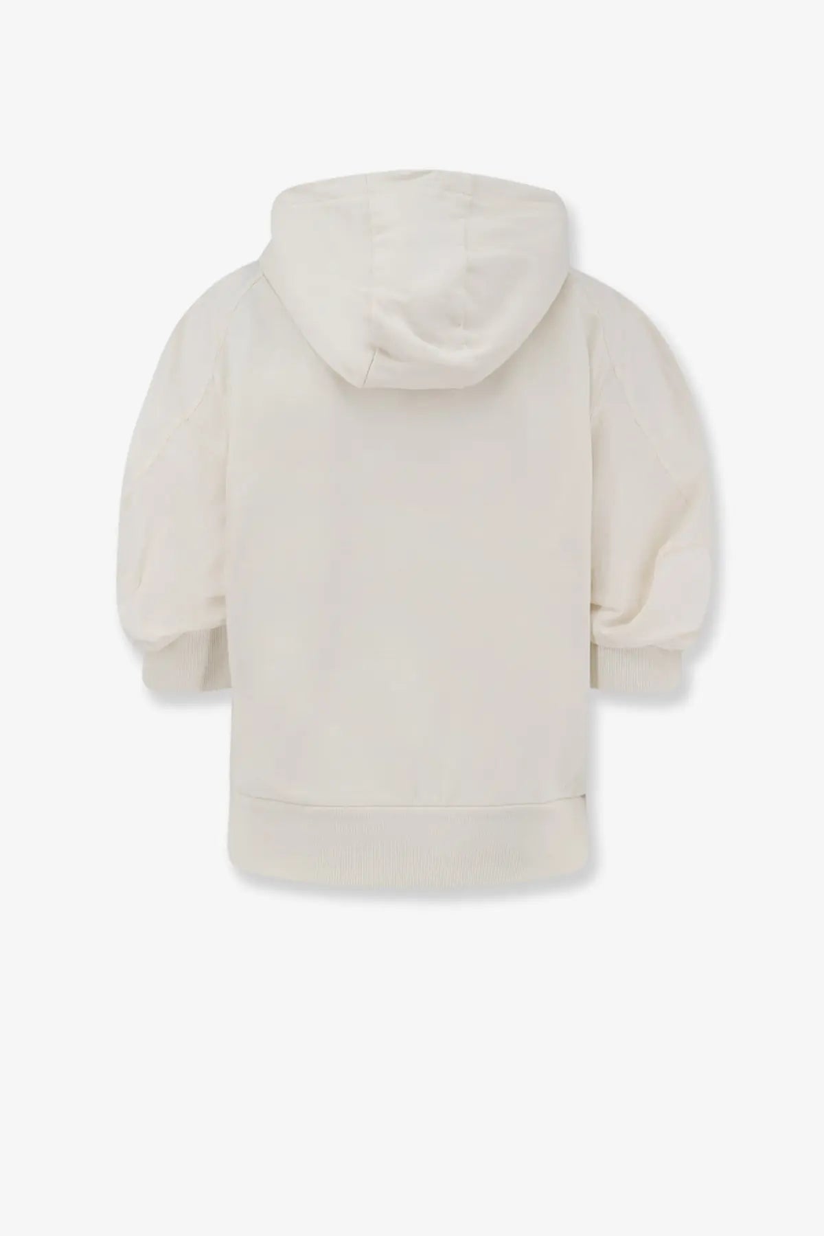 Moncler women’s cream hooded sweatshirt in soft plush cotton with ribbed cuffs and hem for comfortable wear