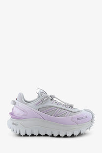 Light purple and gray Moncler women’s nylon trailgrip sneakers with rugged spiked sole for trail running