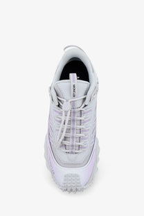 Moncler women’s white nylon trailgrip sneakers with lavender accents and chunky textured sole