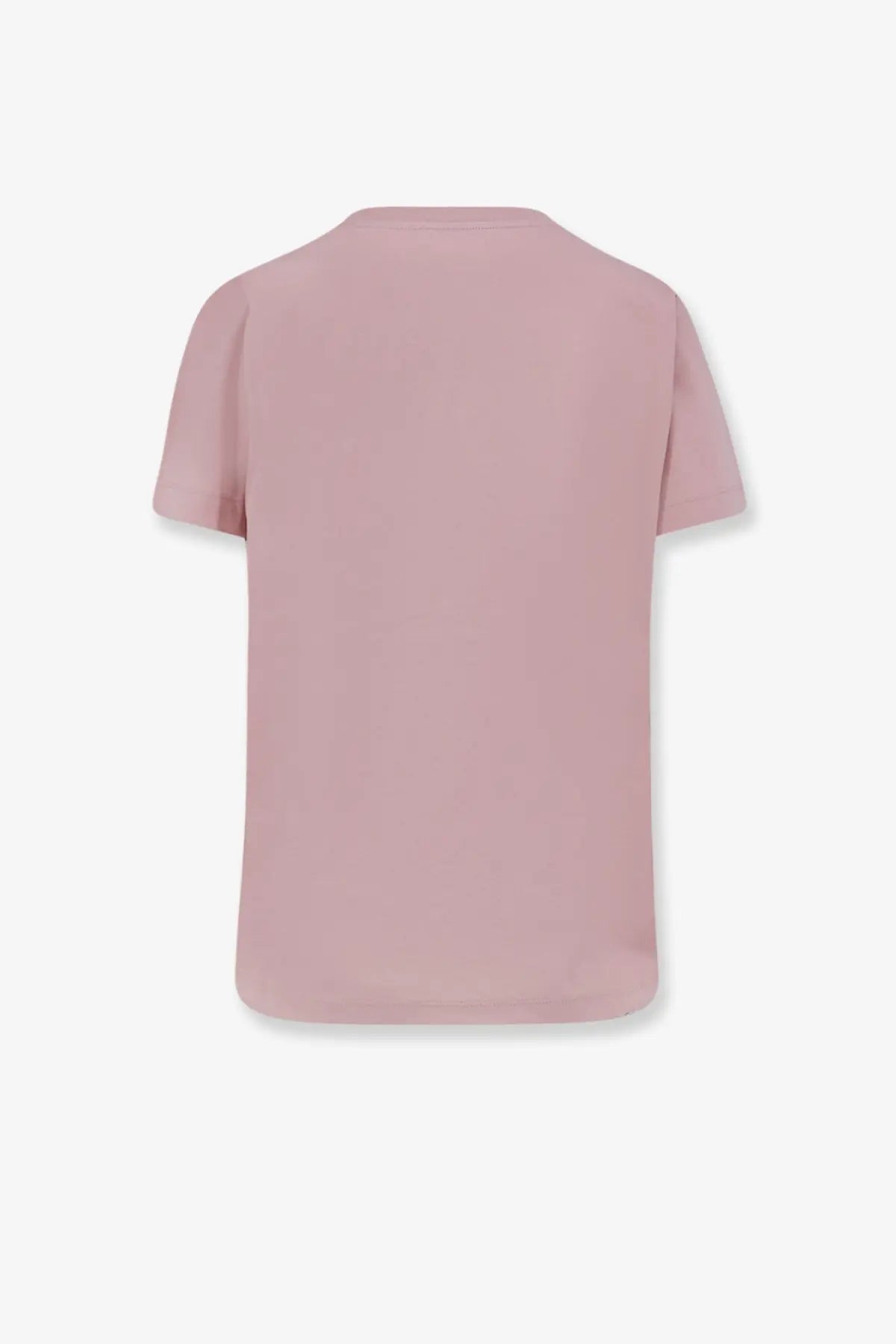 Moncler women’s organic cotton shirt in blush pink with short sleeves and a simple crew neck design