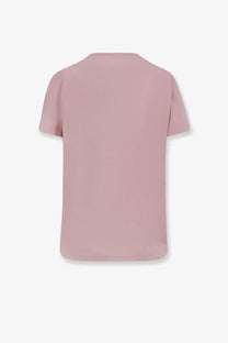 Moncler women’s organic cotton soft blush pink short-sleeved t-shirt with a simple crew neck design