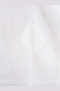White moncler logo embroidered on textured fabric of moncler womens organic cotton shirt white