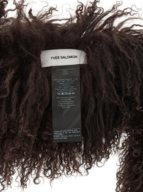 Yves Salomon Mongolian Sheepskin Scarf Brown