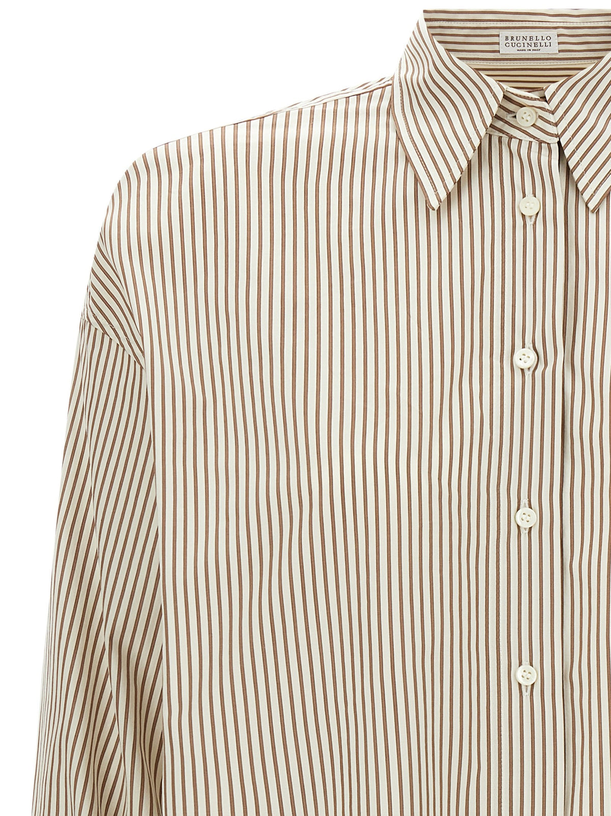 Brunello Cucinelli Monile Cuffed Shirt Beige, view 3