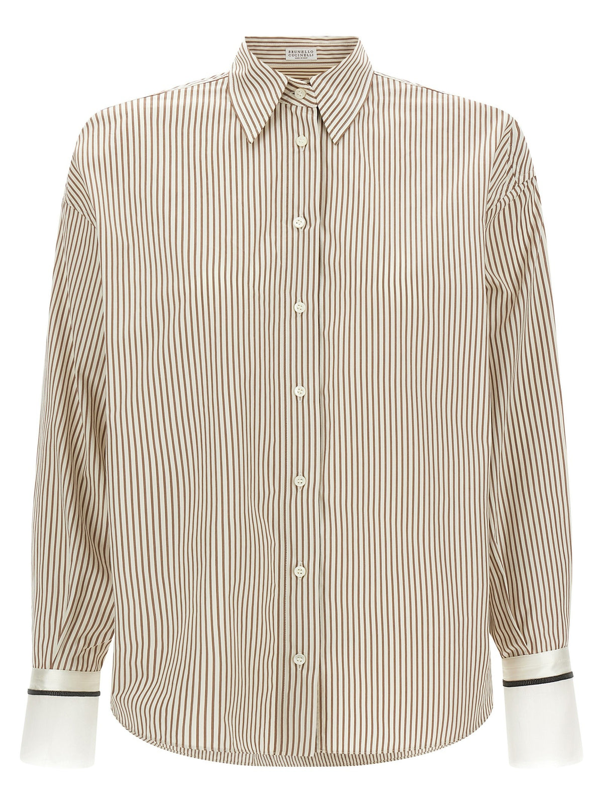 Brunello Cucinelli Monile Cuffed Shirt Beige