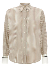 Brunello Cucinelli Monile Cuffed Shirt Beige