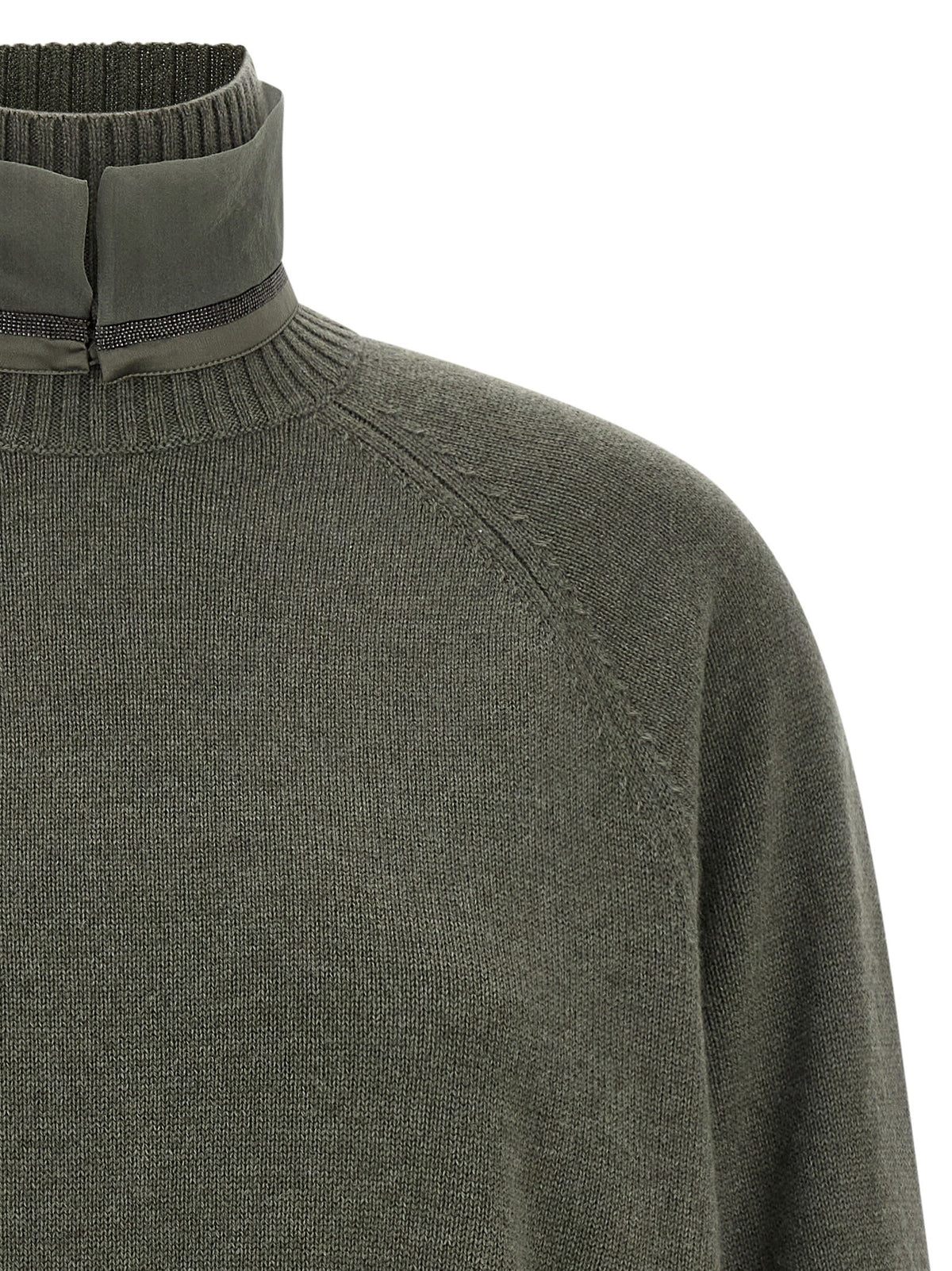 Brunello Cucinelli Monile Insert Sweater Green