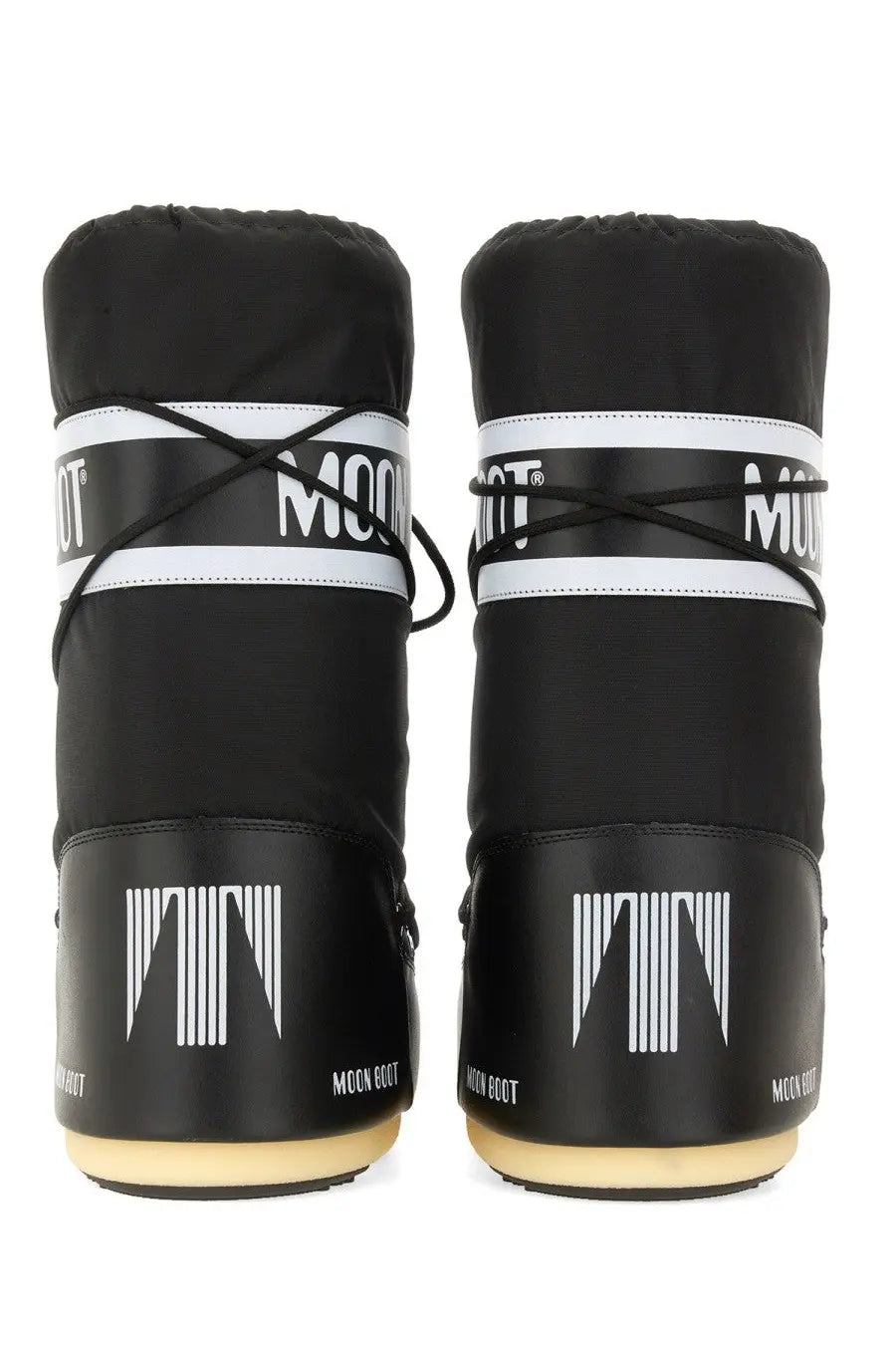Moon Boot unisex icon boot black snow boots with white laces and branding designed for cold weather use