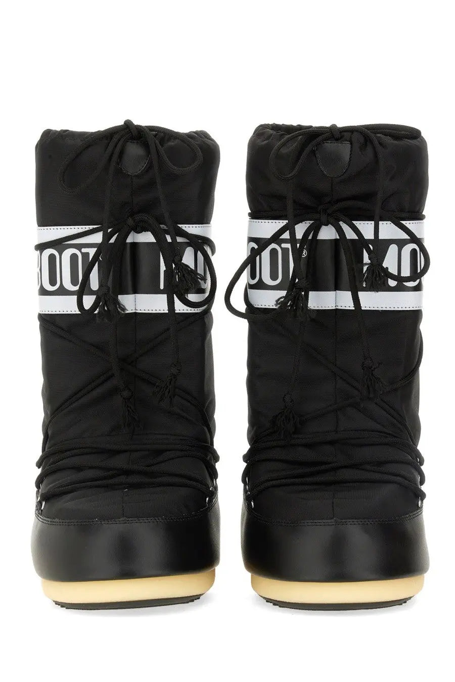 Moon Boot unisex icon boot black winter boots with white logo bands and black laces for cold weather use