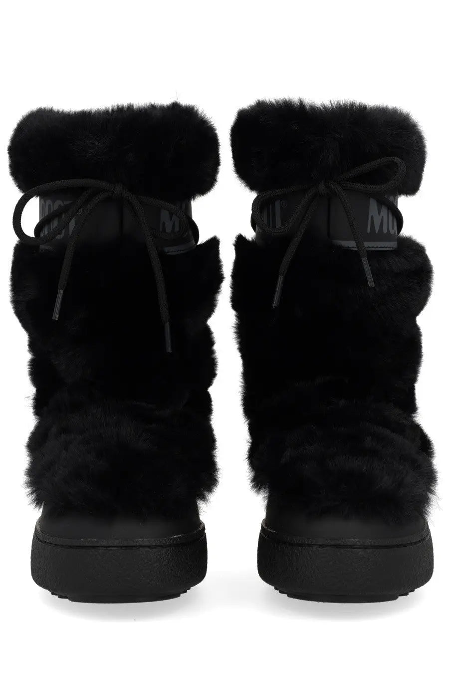 Moon Boot unisex Ltrack high black winter boots with black faux fur lining and brand logo on the side