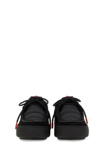 Moon boot unisex mtrack wallaby low black platform sneakers with quilted uppers red lace tips and chunky sole