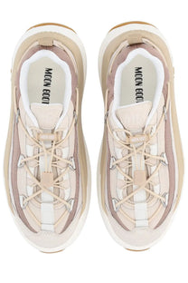 Beige moon boot unisex sneaker with chunky sole layered mesh and leather panels for stylish casual wear