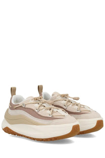 Moon Boot unisex sneaker beige chunky platform with suede and mesh upper white midsole and gum rubber outsole