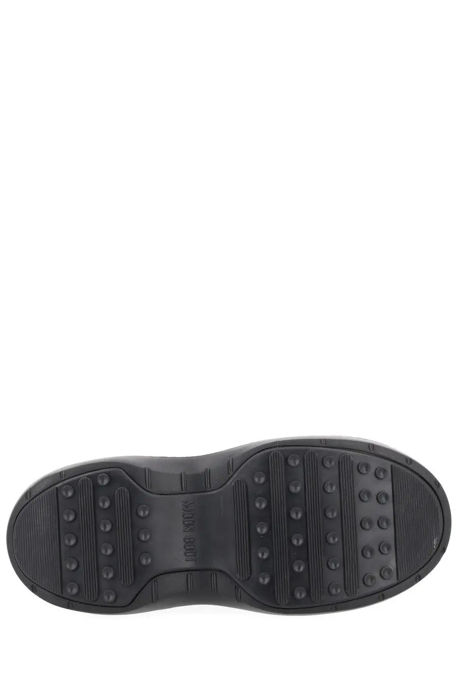 Moon boot women’s chelsea boot moon black black rubber sole with textured tread pattern and moon boot branding