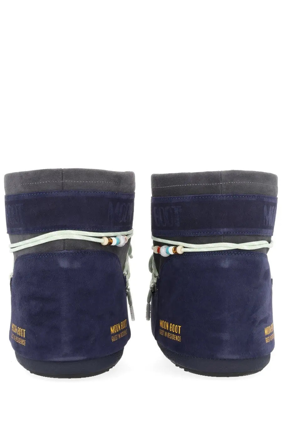 Moon boot women’s moon boot guest in residence navy blue suede winter boots with gray accents and beaded laces