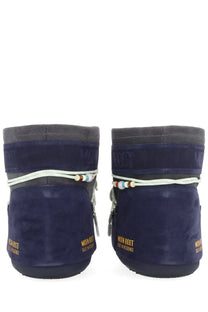 Moon boot women’s moon boot guest in residence navy blue suede winter boots with gray accents and beaded laces