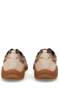 Moon Boot women’s moonlight sneaker brown beige and brown suede and mesh with chunky rubber sole